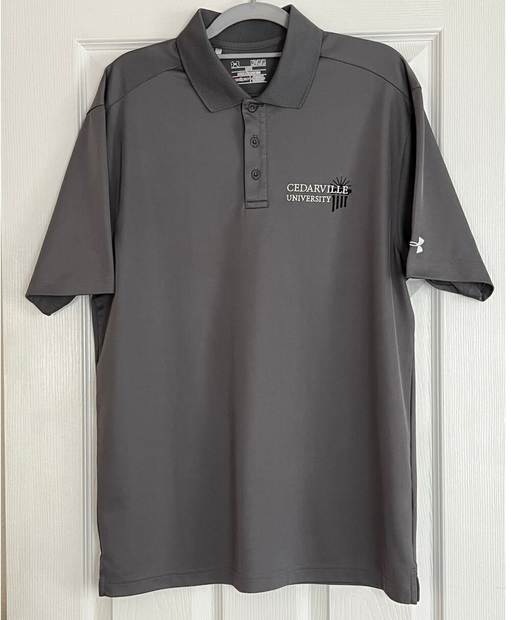 Cedarville University Under Armour Embroidered Golf Shirt Gray Men's Medium